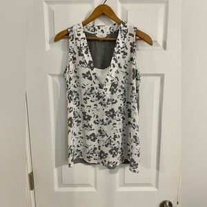 White with grey cami tank blouse